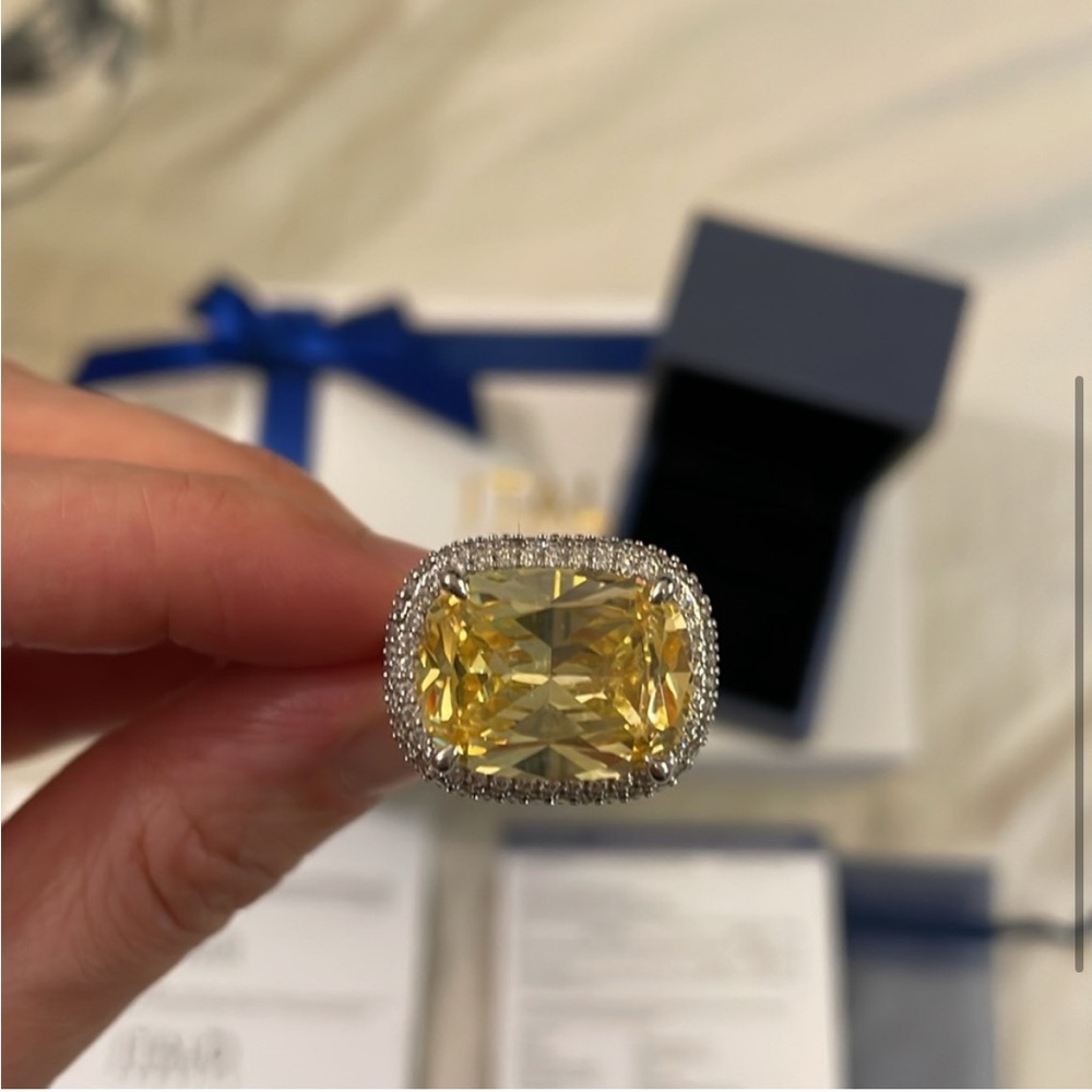 Italo Yellow Sapphire Gem 925 Sterling Silver Ring - Picture 3 of 7